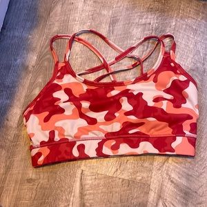 Orange camo sports bra